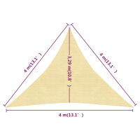 vidaXL Sonnensegel 160 g/m&sup2; Beige 4x4x4 m HDPE