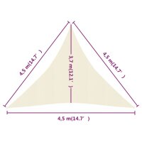 vidaXL Sonnensegel 160 g/m&sup2; Creme 4,5x4,5x4,5 m HDPE