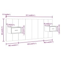 vidaXL Kopfteil mit Nachttischen Grau Sonoma Holzwerkstoff