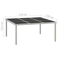 vidaXL Garten-Esstisch 170x170x74,5 cm Glas und Stahl