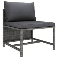 vidaXL 4-tlg. Garten-Lounge-Set mit Kissen Poly Rattan Grau