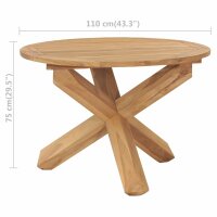 vidaXL Garten-Esstisch &Oslash;110x75 cm Massivholz Teak