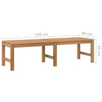 vidaXL Gartenbank 150 cm Massivholz Teak