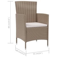 vidaXL Gartenst&uuml;hle mit Kissen 2 Stk. Poly Rattan Beige