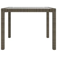 vidaXL Gartentisch 90x90x75 cm Geh&auml;rtetes Glas Poly Rattan Grau