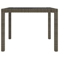 vidaXL Gartentisch 90x90x75 cm Geh&auml;rtetes Glas Poly Rattan Grau