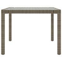 vidaXL Gartentisch Grau 190x90x75 cm Hartglas und Poly Rattan