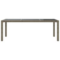 vidaXL Gartentisch Grau 190x90x75 cm Geh&auml;rtetes Glas und Poly Rattan