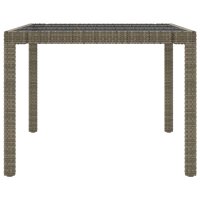 vidaXL Gartentisch Grau 190x90x75 cm Geh&auml;rtetes Glas und Poly Rattan