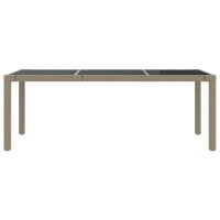 vidaXL Gartentisch Beige 190x90x75 cm Geh&auml;rtetes Glas und Poly Rattan