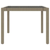 vidaXL Gartentisch Beige 190x90x75 cm Geh&auml;rtetes Glas und Poly Rattan