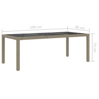 vidaXL Gartentisch Beige 190x90x75 cm Geh&auml;rtetes Glas und Poly Rattan