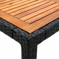 vidaXL Gartentisch 190x90x75 cm Poly Rattan und Akazienholz Schwarz