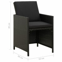 vidaXL Gartenst&uuml;hle mit Kissen 4 Stk. Poly Rattan Schwarz