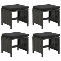 vidaXL Gartenhocker 4 Stk. mit Sitzkissen Poly Rattan...