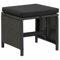 vidaXL Gartenhocker 4 Stk. mit Sitzkissen Poly Rattan...