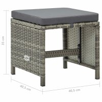 vidaXL Gartenhocker 4 Stk. mit Sitzkissen Poly Rattan Grau