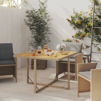 vidaXL Gartentisch Beige 109x107x74 cm Poly Rattan &amp; Massivholz Akazie