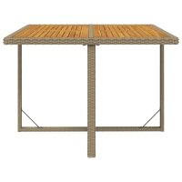 vidaXL Gartentisch Beige 109x107x74 cm Poly Rattan &amp; Massivholz Akazie