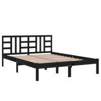 vidaXL Massivholzbett Schwarz 120x190 cm 4FT Small Double