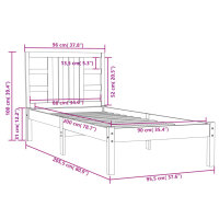 vidaXL Massivholzbett 90x200 cm