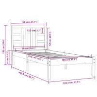 vidaXL Massivholzbett Honigbraun 100x200 cm