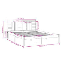 vidaXL Massivholzbett Schwarz 140x200 cm