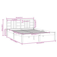 vidaXL Massivholzbett Wei&szlig; 150x200 cm 5FT King Size