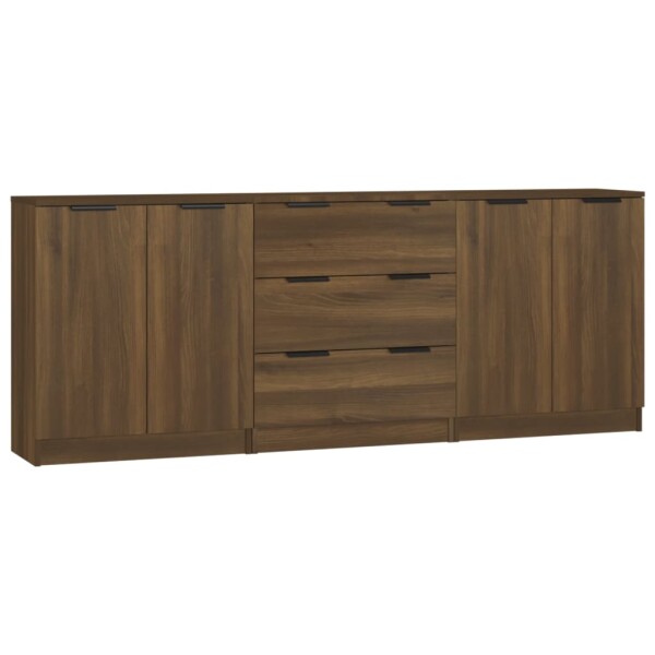 vidaXL 3-tlg. Sideboard Braun Eiche-Optik Holzwerkstoff