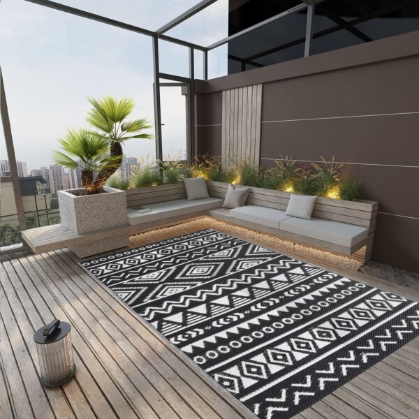 vidaXL Outdoor-Teppich Schwarz 190x290 cm PP