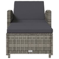 vidaXL Sonnenliege mit Dunkelgrauer Auflage Poly Rattan Grau