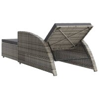 vidaXL Sonnenliege mit Dunkelgrauer Auflage Poly Rattan Grau