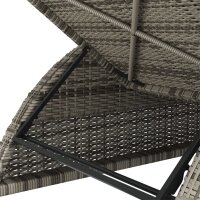 vidaXL Sonnenliege mit Dunkelgrauer Auflage Poly Rattan Grau