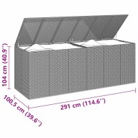 vidaXL Garten-Kissenbox PE Rattan 291x100,5x104 cm Grau