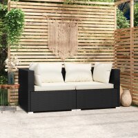 vidaXL 2-Sitzer-Sofa mit Kissen Schwarz Poly Rattan