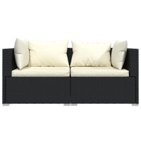 vidaXL 2-Sitzer-Sofa mit Kissen Schwarz Poly Rattan