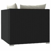 vidaXL 2-Sitzer-Sofa mit Kissen Schwarz Poly Rattan