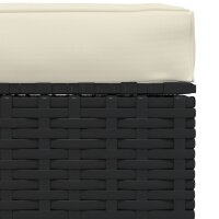 vidaXL Garten-Fu&szlig;hocker mit Kissen Schwarz 70x70x30 cm Poly Rattan