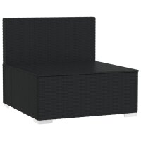 vidaXL Garten-Mittelsofa mit Kissen Schwarz Poly Rattan