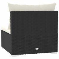 vidaXL Garten-Mittelsofa mit Kissen Schwarz Poly Rattan