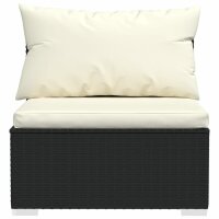 vidaXL 3-Sitzer-Sofa mit Kissen Schwarz Poly Rattan