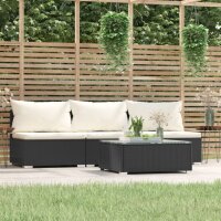 vidaXL 4-tlg. Garten-Lounge-Set mit Kissen Schwarz Poly Rattan