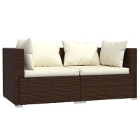 vidaXL 2-Sitzer-Sofa mit Kissen Braun Poly Rattan