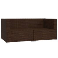 vidaXL 2-Sitzer-Sofa mit Kissen Braun Poly Rattan