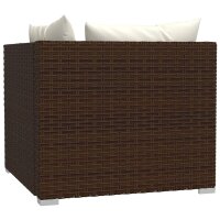 vidaXL 2-Sitzer-Sofa mit Kissen Braun Poly Rattan