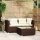 vidaXL 3-tlg. Garten-Lounge-Set mit Kissen Braun Poly Rattan