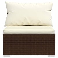 vidaXL 3-Sitzer-Sofa mit Kissen Braun Poly Rattan