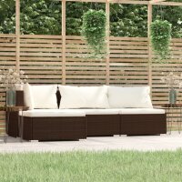 vidaXL 4-tlg. Garten-Lounge-Set mit Auflagen Braun Poly...