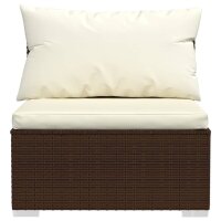 vidaXL 4-tlg. Garten-Lounge-Set mit Auflagen Braun Poly Rattan