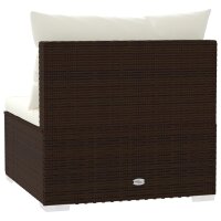 vidaXL Garten-Mittelsofa mit Kissen Braun Poly Rattan